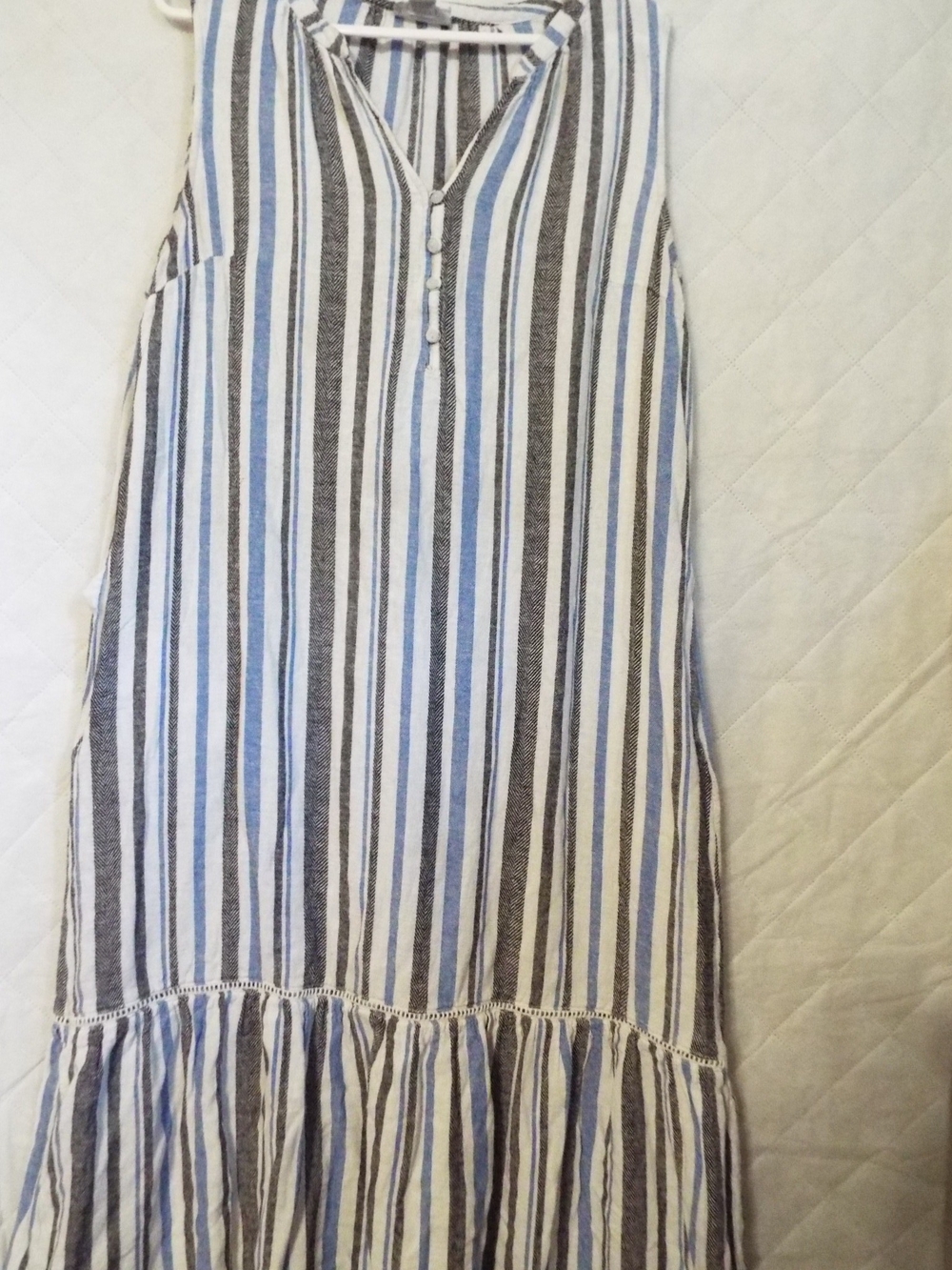 Liz Claiborne Blue, White and Gray Striped Maxi Skirt